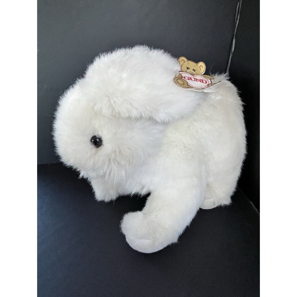 Vintage 1988 GUND White Bunny Rabbit “Romper” With Tags. Paper Tag Is Bent